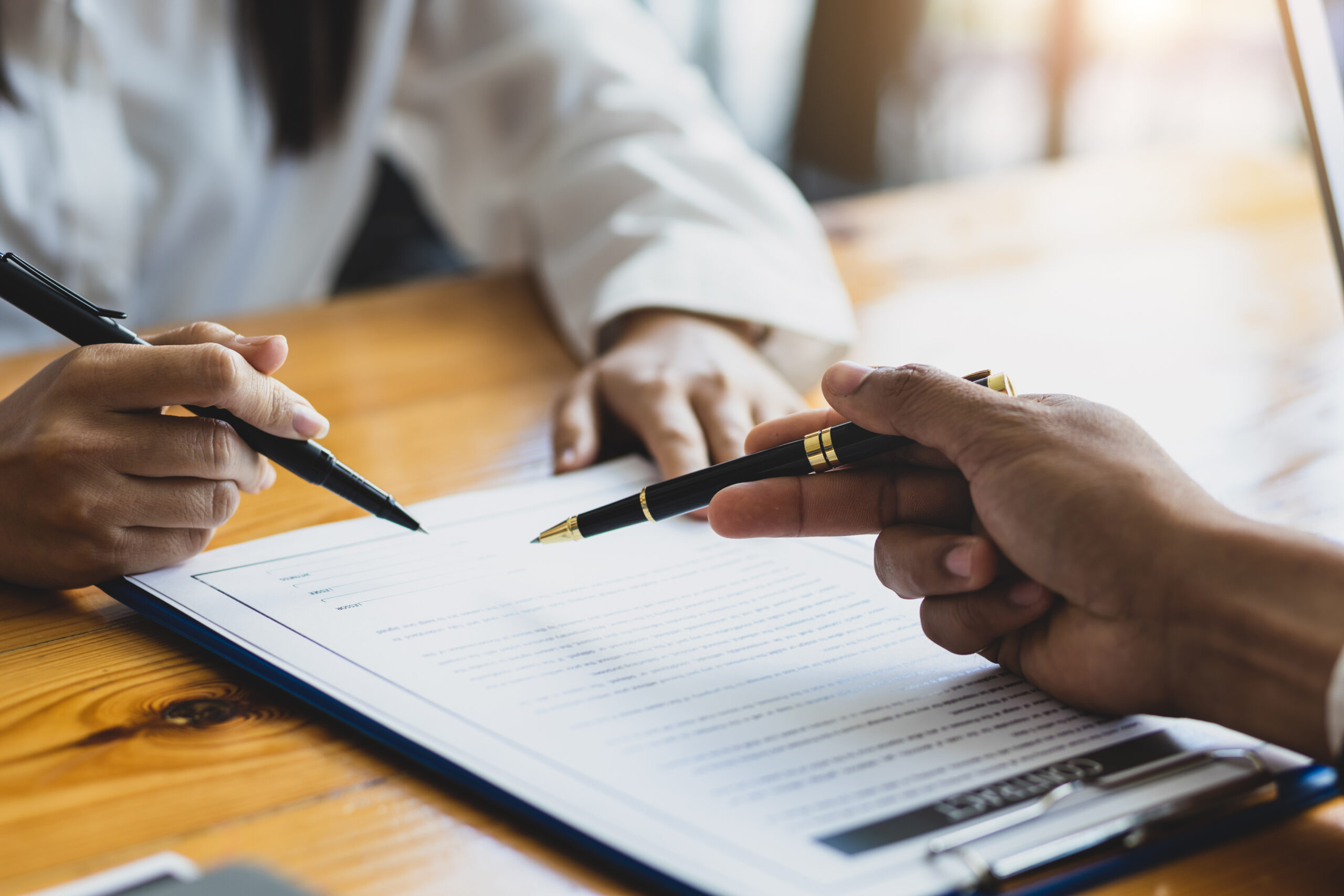 Signing and signature contract agreement document.